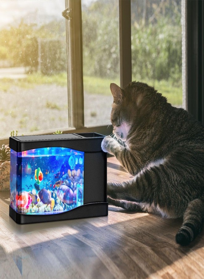 Rossesay 2 Sets Artificial Fish Tank Virtual Ocean Toy in Motion Lamp, Mini Office Desk Aquarium with 6 Moving Swimming Fish 6 Decorative Lamp LED Lights, Mini Tropical Aquarium - Image 5